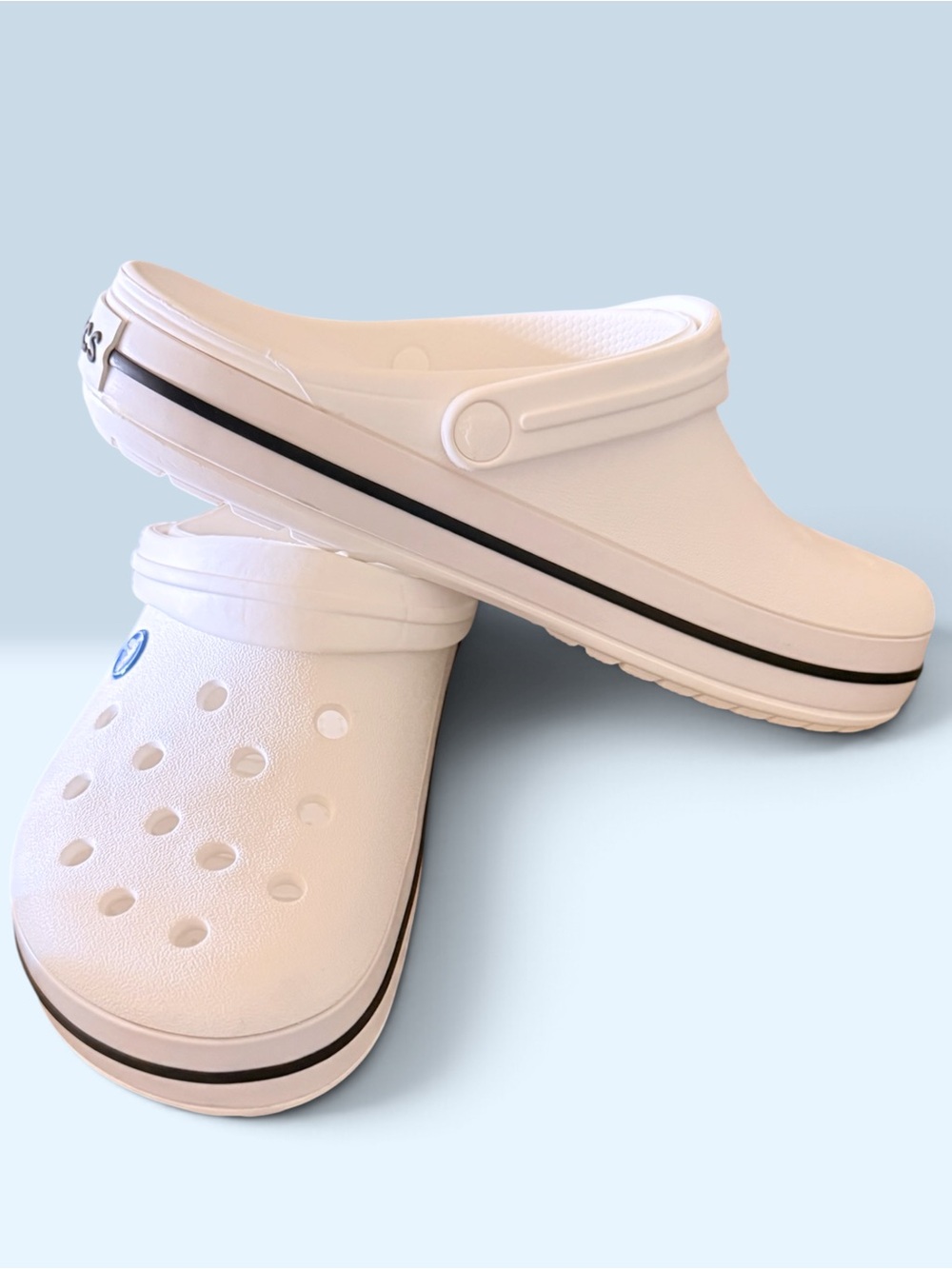 CROCS Croc Band Clog in White with Black Trim